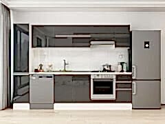 Alvinka 290X210 Cm High Gloss Mutfak Dolabı Mb-E90B40S40-1 High Gloss | Antrasit - Suntalam