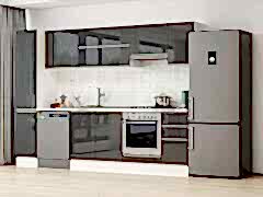 Alvinka 290X210 Cm High Gloss Mutfak Dolabı Mb-E90B40S40-1 High Gloss | Antrasit - Suntalam