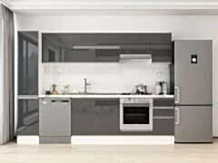 Alvinka 290X210 Cm High Gloss Mutfak Dolabı Mb-E90B40S40-1 High Gloss | Antrasit - Mdf