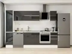 Alvinka 290X210 Cm High Gloss Mutfak Dolabı Mb-E90B40S40-2 High Gloss | Antrasit - Suntalam