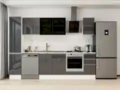 Alvinka 290X210 Cm High Gloss Mutfak Dolabı Mb-E90B40S40-3 High Gloss | Antrasit - Mdf