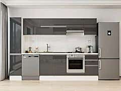 Alvinka 295X210 Cm High Gloss Mutfak Dolabı Mb-E90B40S45-1 High Gloss | Antrasit - Mdf