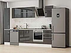 Alvinka 295X210 Cm High Gloss Mutfak Dolabı Mb-E90B40S45-2 High Gloss | Antrasit - Suntalam