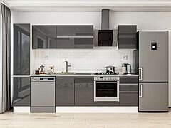 Alvinka 295X210 Cm High Gloss Mutfak Dolabı Mb-E90B40S45-2 High Gloss | Antrasit - Mdf