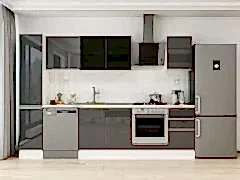 Alvinka 295X210 Cm High Gloss Mutfak Dolabı Mb-E90B40S45-3 High Gloss | Antrasit - Suntalam