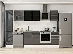 Alvinka 295X210 Cm High Gloss Mutfak Dolabı Mb-E90B40S45-3 High Gloss | Antrasit - Mdf