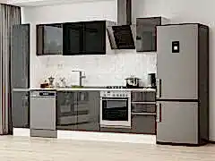 Alvinka 295X210 Cm High Gloss Mutfak Dolabı Mb-E90B40S45-3 High Gloss | Antrasit - Mdf