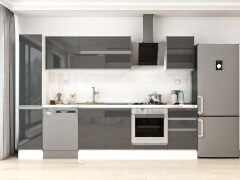 Alvinka 300X210 Cm High Gloss Mutfak Dolabı Mb-E90B40S50-2 High Gloss | Antrasit - Mdf