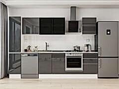 Alvinka 300X210 Cm High Gloss Mutfak Dolabı Mb-E90B40S50-3 High Gloss | Antrasit - Mdf