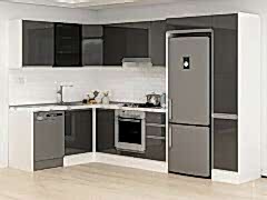 Alvinka 180-330X222 Cm Hg_J Köşe Mutfak Dolabı Antrasit - Suntalam