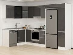 Alvinka 180-330X222 Cm Hg_J Köşe Mutfak Dolabı Antrasit - Mdf