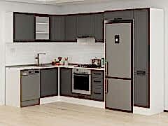 Alvinka 180-330X222 Cm Mbr_A Köşe Mutfak Dolabı Antrasit - Mdf