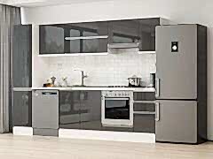 Alvinka 295X210 Cm High Gloss Mutfak Dolabı Mb-E90B45S40-1 High Gloss | Antrasit - Suntalam