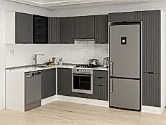 Alvinka 180-330X222 Cm Mbr_B Köşe Mutfak Dolabı Antrasit - Mdf