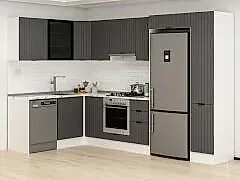 Alvinka 180-330X222 Cm Mbr_B Köşe Mutfak Dolabı Antrasit - Mdf