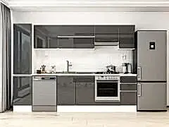 Alvinka 295X210 Cm High Gloss Mutfak Dolabı Mb-E90B45S40-1 High Gloss | Antrasit - Mdf