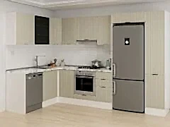 Alvinka 180-330X222 Cm Mbr_B Köşe Mutfak Dolabı Kumtaşı - Mdf