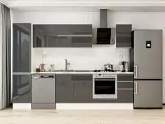 Alvinka 295X210 Cm High Gloss Mutfak Dolabı Mb-E90B45S40-2 High Gloss | Antrasit - Suntalam