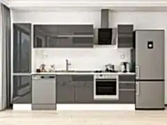 Alvinka 295X210 Cm High Gloss Mutfak Dolabı Mb-E90B45S40-2 High Gloss | Antrasit - Mdf