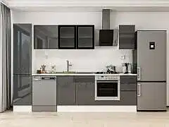 Alvinka 295X210 Cm High Gloss Mutfak Dolabı Mb-E90B45S40-3 High Gloss | Antrasit - Mdf