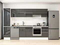 Alvinka 300X210 Cm High Gloss Mutfak Dolabı Mb-E90B45S45-1 High Gloss | Antrasit - Suntalam