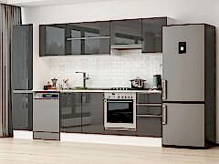 Alvinka 300X210 Cm High Gloss Mutfak Dolabı Mb-E90B45S45-1 High Gloss | Antrasit - Suntalam