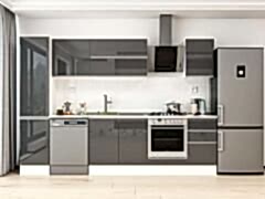 Alvinka 300X210 Cm High Gloss Mutfak Dolabı Mb-E90B45S45-2 High Gloss | Antrasit - Suntalam