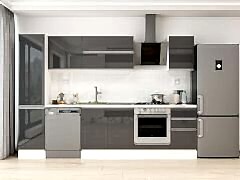 Alvinka 300X210 Cm High Gloss Mutfak Dolabı Mb-E90B45S45-2 High Gloss | Antrasit - Mdf