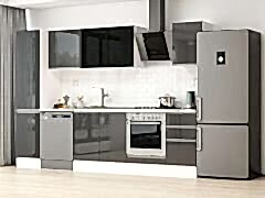 Alvinka 300X210 Cm High Gloss Mutfak Dolabı Mb-E90B45S45-3 High Gloss | Antrasit - Suntalam