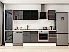 Alvinka 300X210 Cm High Gloss Mutfak Dolabı Mb-E90B45S45-3 High Gloss | Antrasit - Mdf