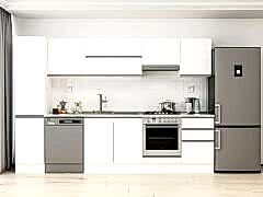 Alvinka 305X210 Cm High Gloss Mutfak Dolabı Mb-E90B45S50-1 High Gloss | Beyaz - Suntalam