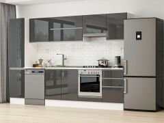 Alvinka 305X210 Cm High Gloss Mutfak Dolabı Mb-E90B45S50-1 High Gloss | Antrasit - Mdf