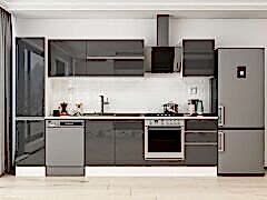 Alvinka 305X210 Cm High Gloss Mutfak Dolabı Mb-E90B45S50-2 High Gloss | Antrasit - Mdf