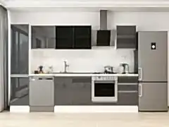 Alvinka 305X210 Cm High Gloss Mutfak Dolabı Mb-E90B45S50-3 High Gloss | Antrasit - Suntalam