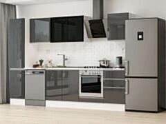 Alvinka 305X210 Cm High Gloss Mutfak Dolabı Mb-E90B45S50-3 High Gloss | Antrasit - Suntalam