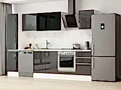 Alvinka 305X210 Cm High Gloss Mutfak Dolabı Mb-E90B45S50-3 High Gloss | Antrasit - Mdf