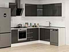 Alvinka 250-200X222 Cm Hg_J Köşe Mutfak Dolabı Antrasit - Mdf