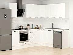 Alvinka 250-200X222 Cm Mbr_A Köşe Mutfak Dolabı Beyaz - Mdf