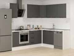 Alvinka 250-200X222 Cm Mbr_A Köşe Mutfak Dolabı Antrasit - Suntalam