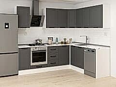 Alvinka 250-200X222 Cm Mbr_A Köşe Mutfak Dolabı Antrasit - Mdf