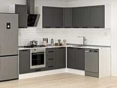 Alvinka 250-200X222 Cm Mbr_A Köşe Mutfak Dolabı Antrasit - Mdf