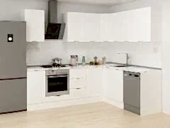 Alvinka 250-200X222 Cm Mbr_B Köşe Mutfak Dolabı Beyaz - Mdf