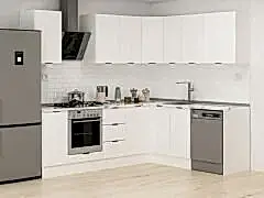 Alvinka 250-200X222 Cm Mbr_B Köşe Mutfak Dolabı Beyaz - Mdf