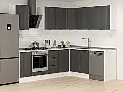 Alvinka 250-200X222 Cm Mbr_B Köşe Mutfak Dolabı Antrasit - Mdf