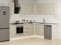 Alvinka 250-200X222 Cm Mbr_B Köşe Mutfak Dolabı Kumtaşı - Mdf