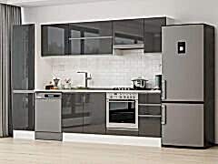 Alvinka 300X210 Cm High Gloss Mutfak Dolabı Mb-E90B50S40-1 High Gloss | Antrasit - Suntalam