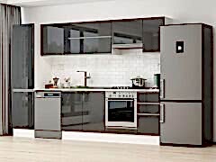 Alvinka 300X210 Cm High Gloss Mutfak Dolabı Mb-E90B50S40-1 High Gloss | Antrasit - Mdf