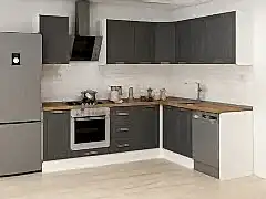 Alvinka 250-200X222 Cm Mbr_C Köşe Mutfak Dolabı Antrasit - Mdf