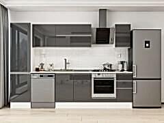 Alvinka 300X210 Cm High Gloss Mutfak Dolabı Mb-E90B50S40-2 High Gloss | Antrasit - Suntalam