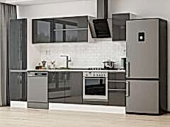 Alvinka 300X210 Cm High Gloss Mutfak Dolabı Mb-E90B50S40-2 High Gloss | Antrasit - Suntalam